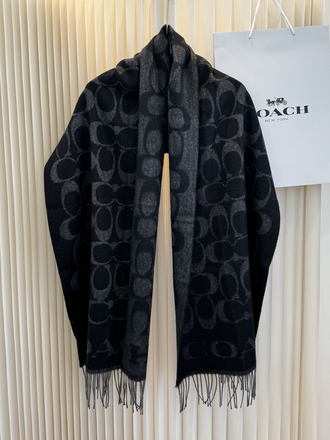 Coach Fringed Monogram Scarf