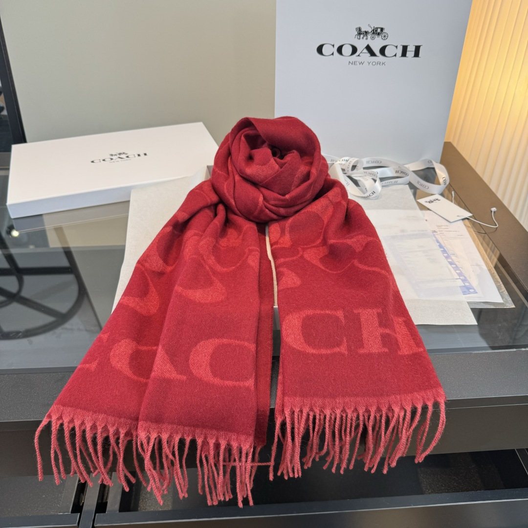 Coach Fringed Monogram Scarf
