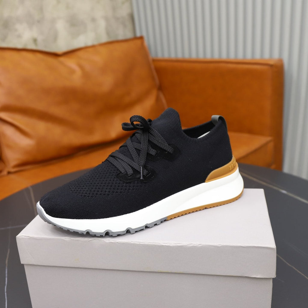 Brunello Cucinelli Dark Gray Knit Sneakers