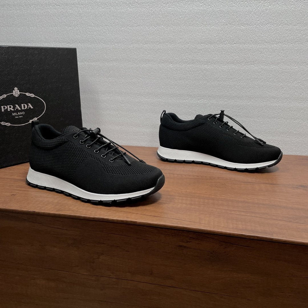 Prada Knit Lace-Up Sneakers