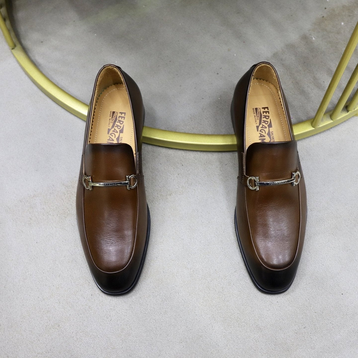 Salvatore Ferragamo Men's Leather-Look Hardware Loafers