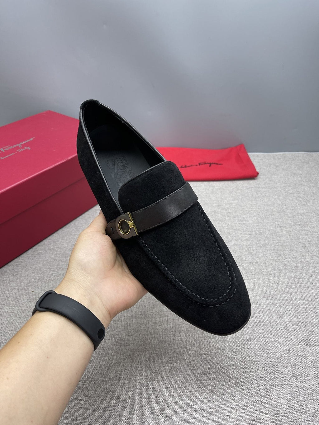 Ferragamo Men's Buckle Loafers - Almond Toe