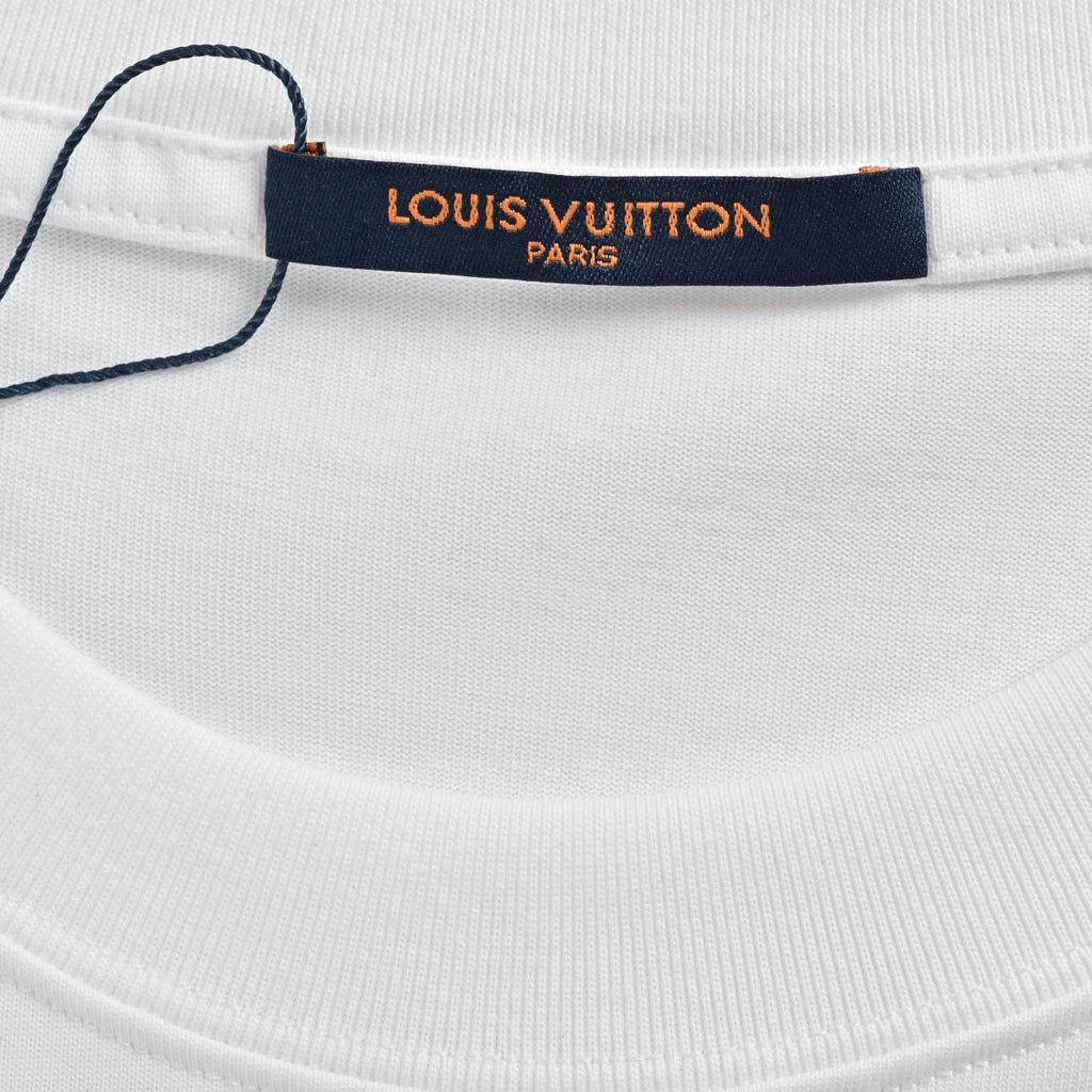 Louis Vuitton 26SS Front & Back Leather Letter Logo T-Shirt White