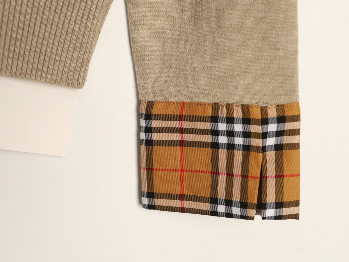 Burberry Check-Cuff Button-Front Cardigan - Beige
