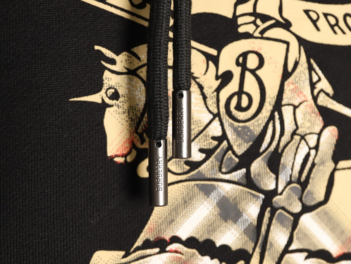 Burberry Equestrian Graphic Pullover Hoodie - Black
