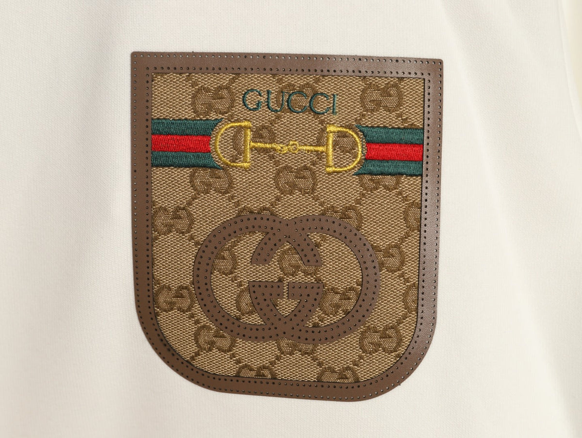 Gucci Monogram-Style Pocket-Patch Crewneck Sweatshirt - Cream