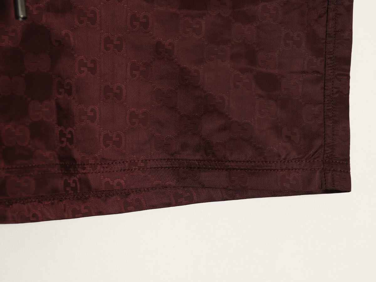 Gucci Tonal Double-G-Style Allover Drawstring Shorts - Burgundy